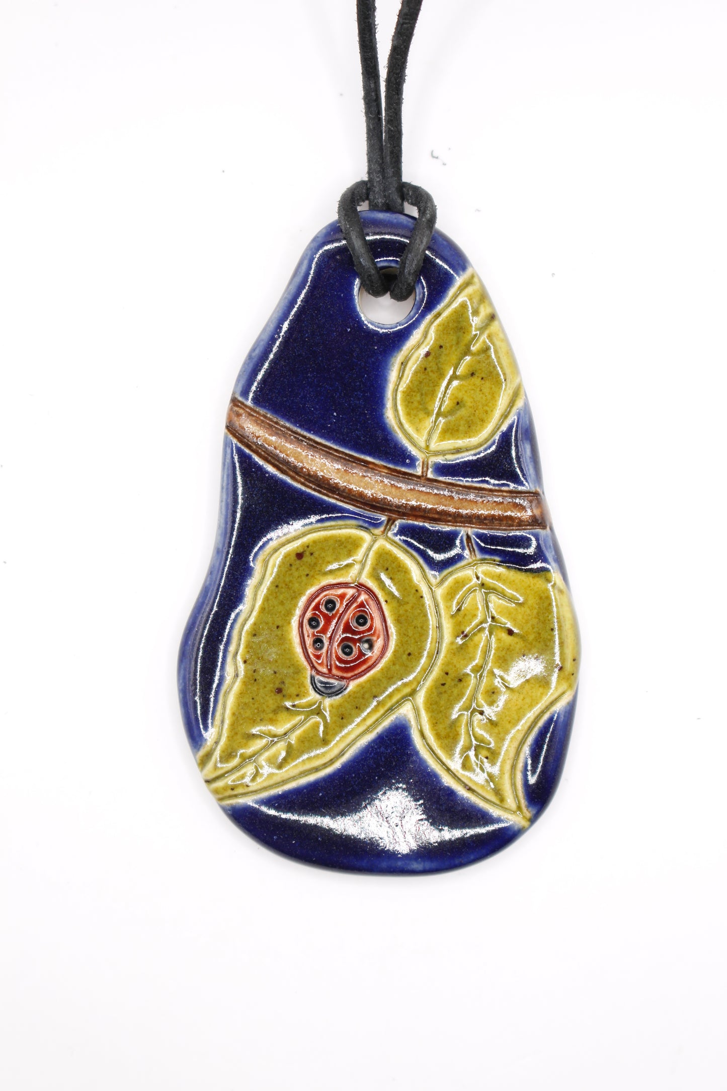 Ladybug On Leaf Pendant
