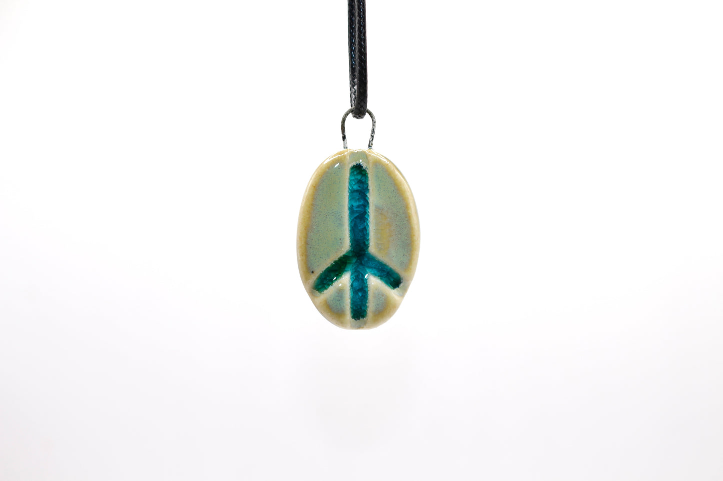 Ceramic Glass Infused Peace Sign Pendant