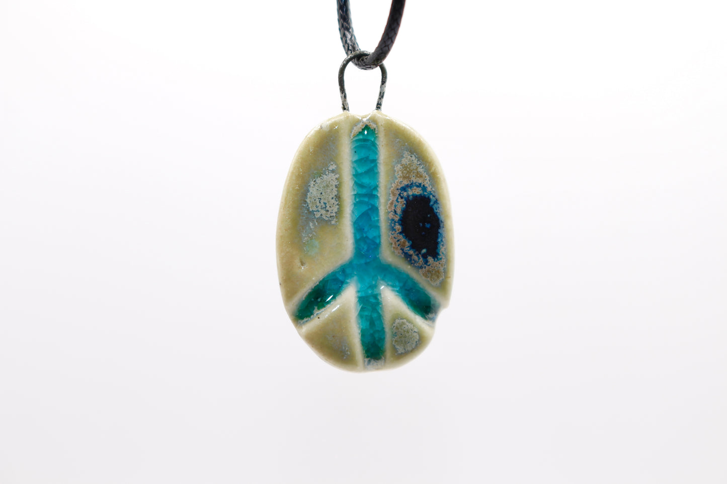 Ceramic Glass Infused Peace Sign Pendant