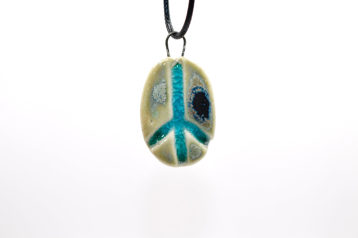 Ceramic Glass Infused Peace Sign Pendant
