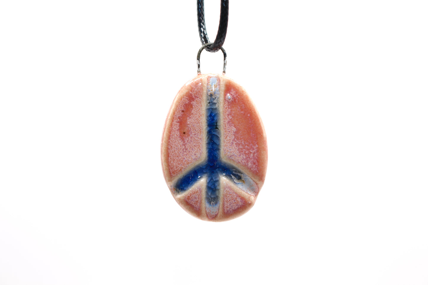 Ceramic Glass Infused Peace Sign Pendant