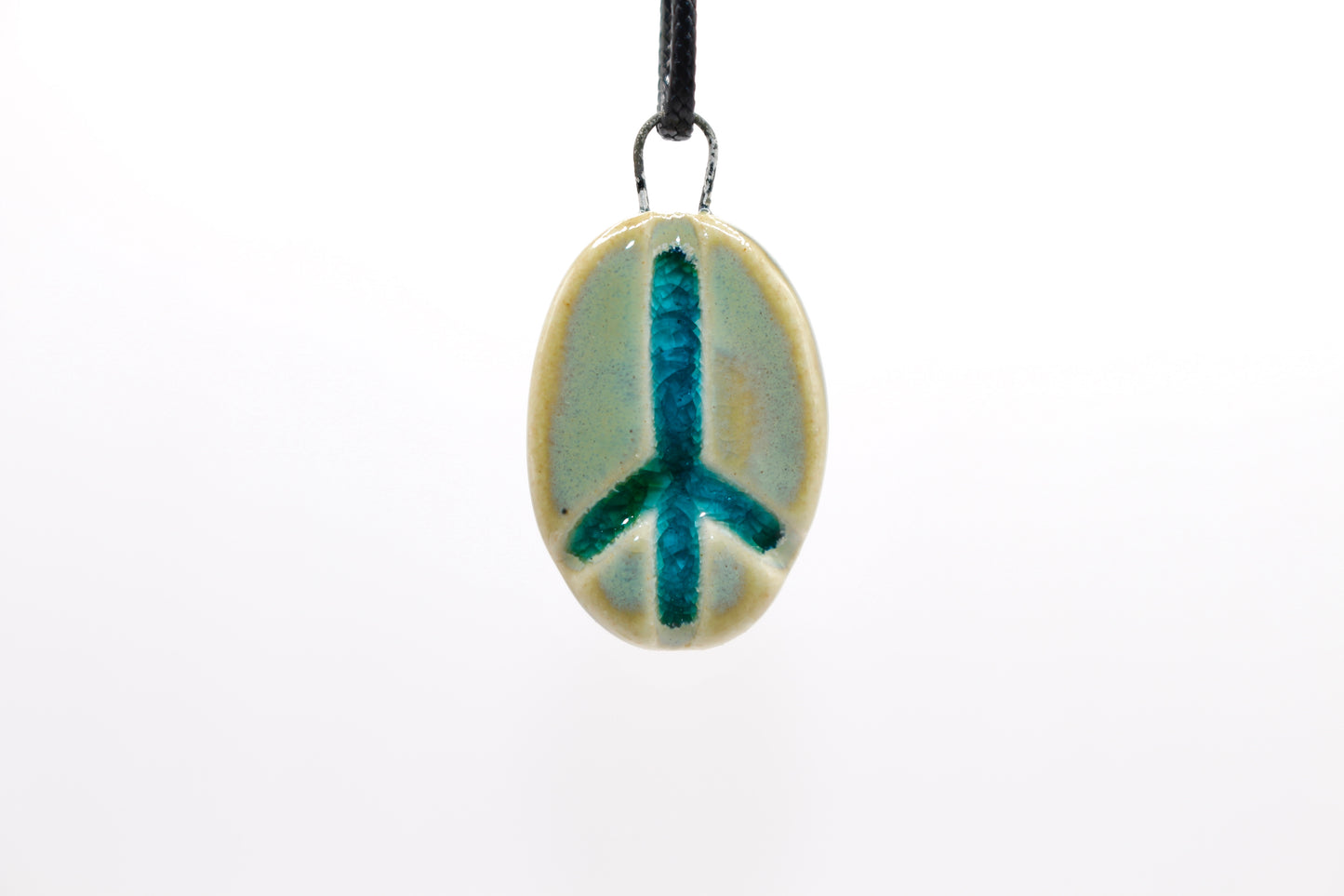 Ceramic Glass Infused Peace Sign Pendant