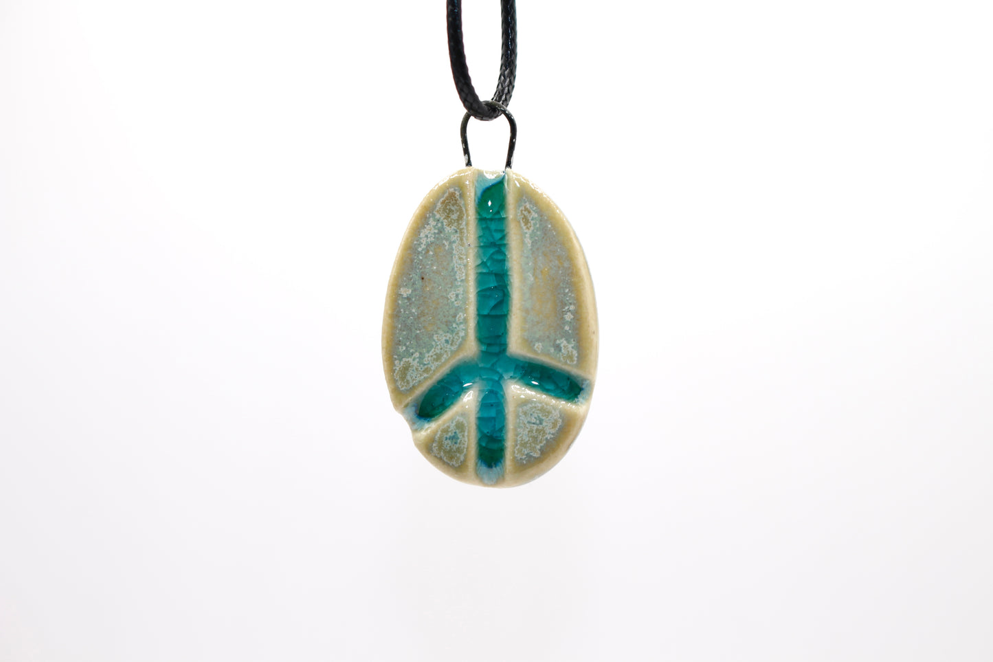 Ceramic Glass Infused Peace Sign Pendant
