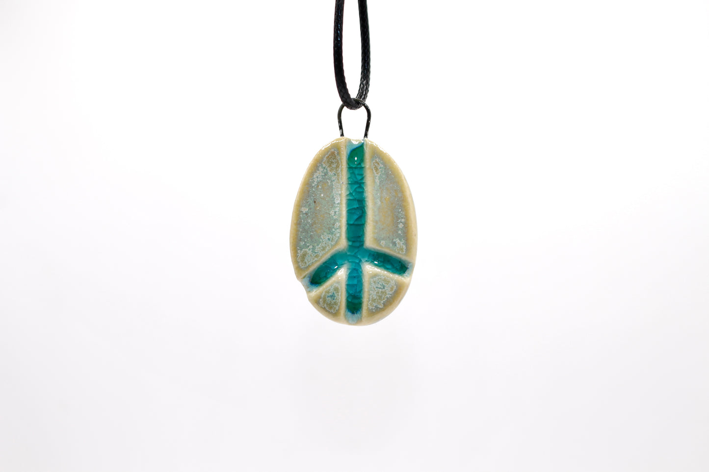 Ceramic Glass Infused Peace Sign Pendant