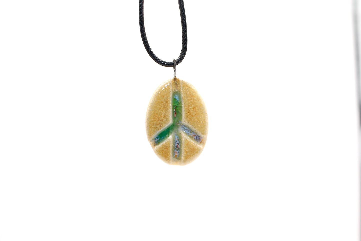 Ceramic Glass Infused Peace Sign Pendant