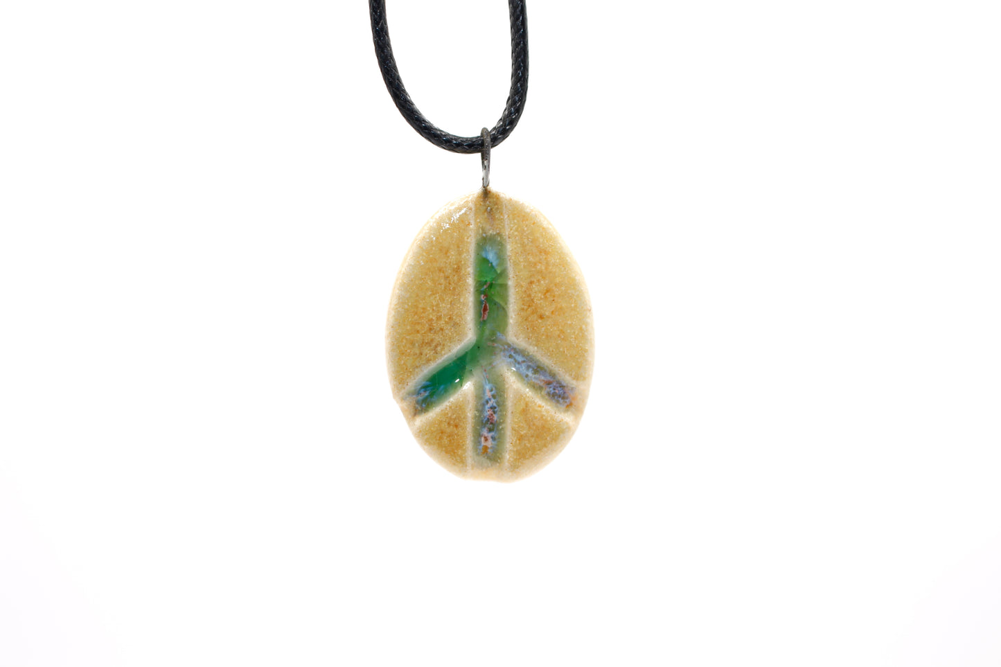 Ceramic Glass Infused Peace Sign Pendant