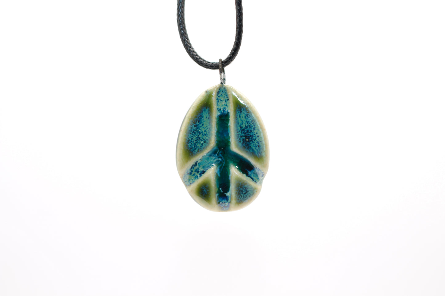 Ceramic Glass Infused Peace Sign Pendant