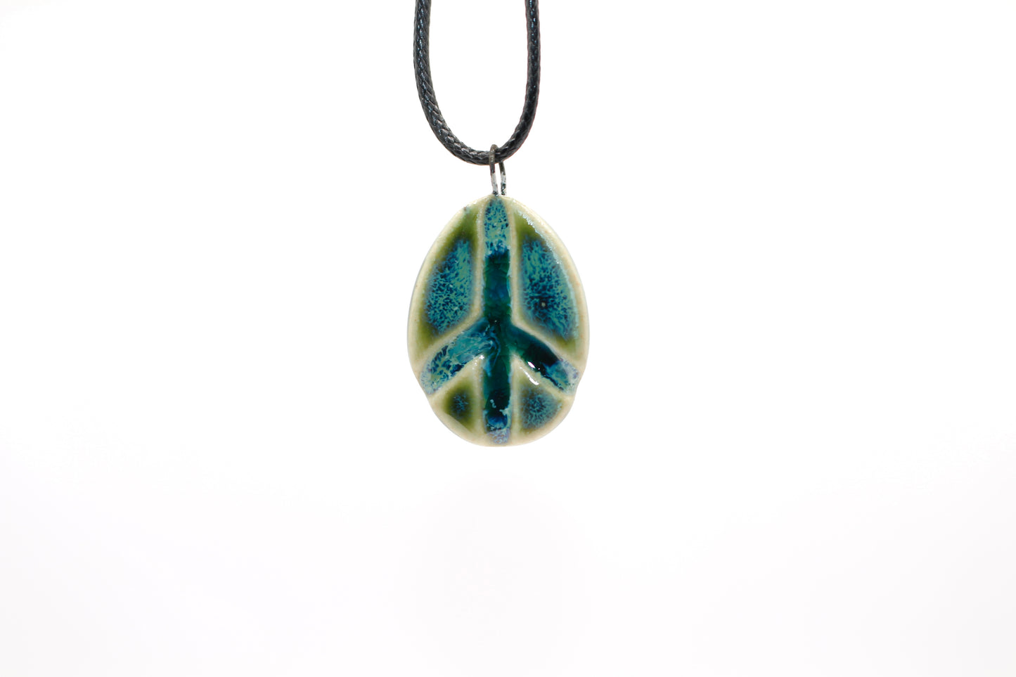 Ceramic Glass Infused Peace Sign Pendant