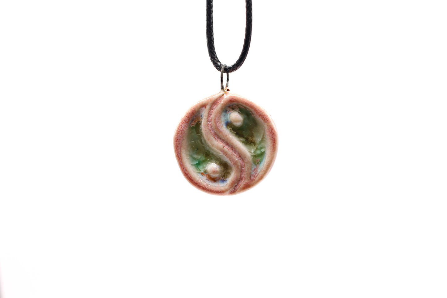 Ceramic Yin Yang Glass Infused Pendant