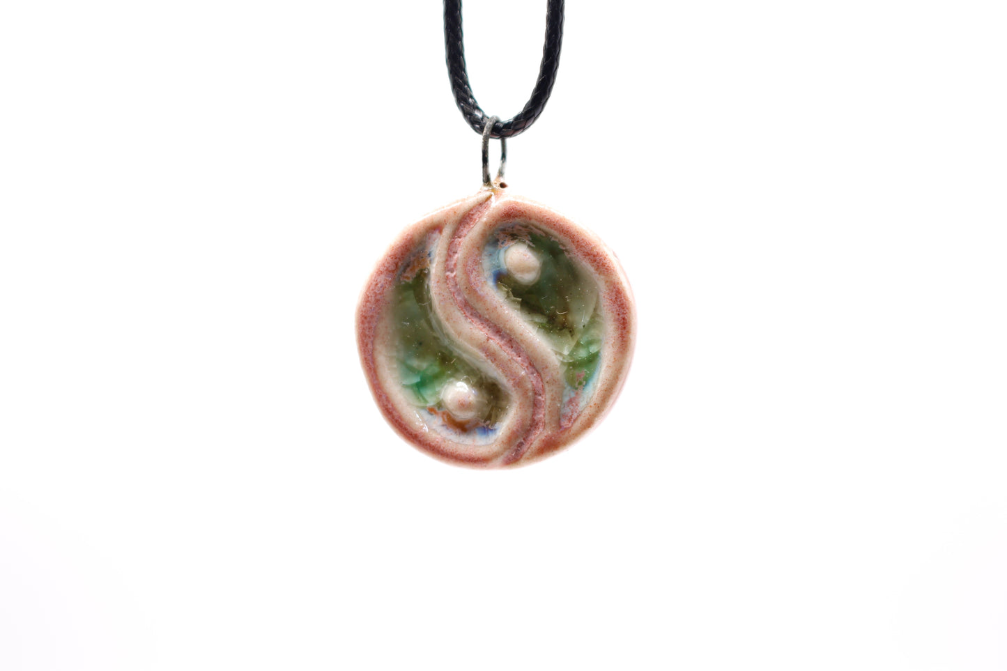 Ceramic Yin Yang Glass Infused Pendant