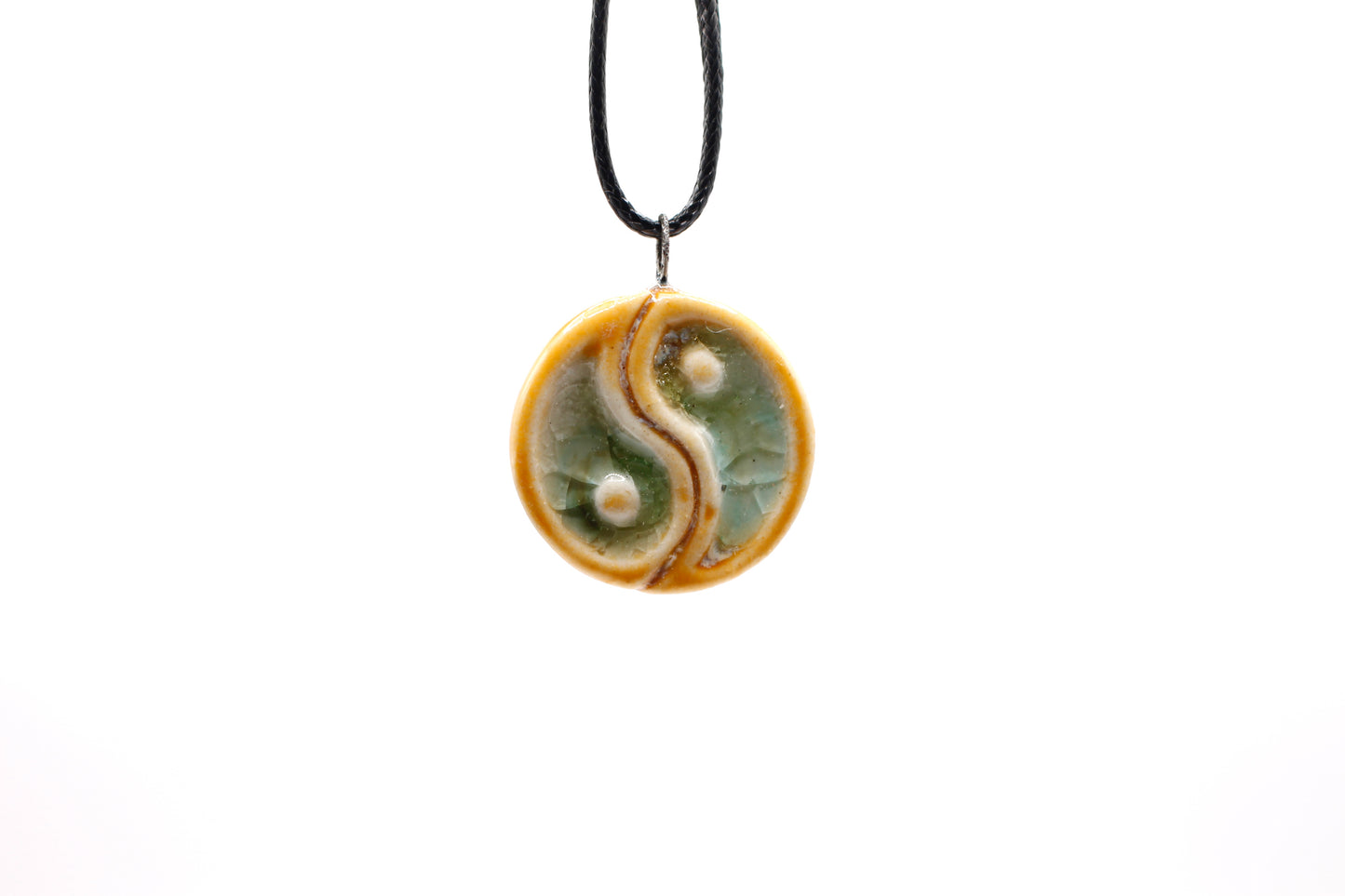 Ceramic Yin Yang Glass Infused Pendant