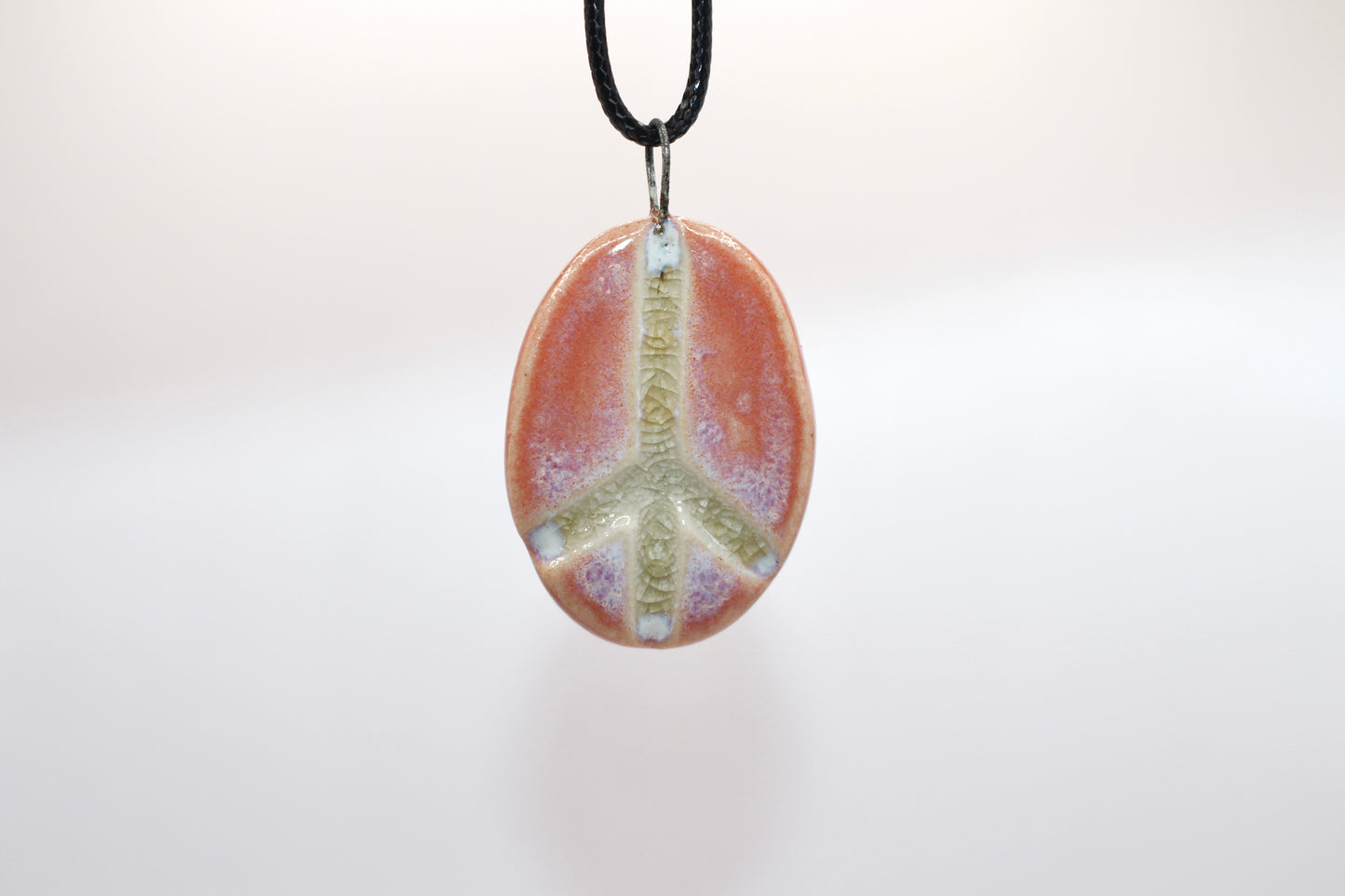 Ceramic Glass Infused Peace Sign Pendant