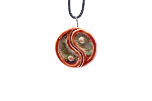 Ceramic Yin Yang Glass Infused Pendant