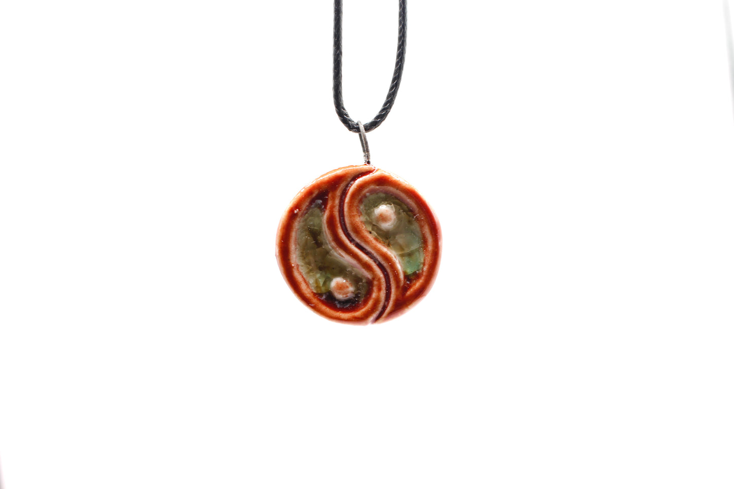 Ceramic Yin Yang Glass Infused Pendant