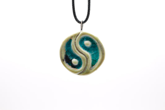 Ceramic Yin Yang Glass Infused Pendant