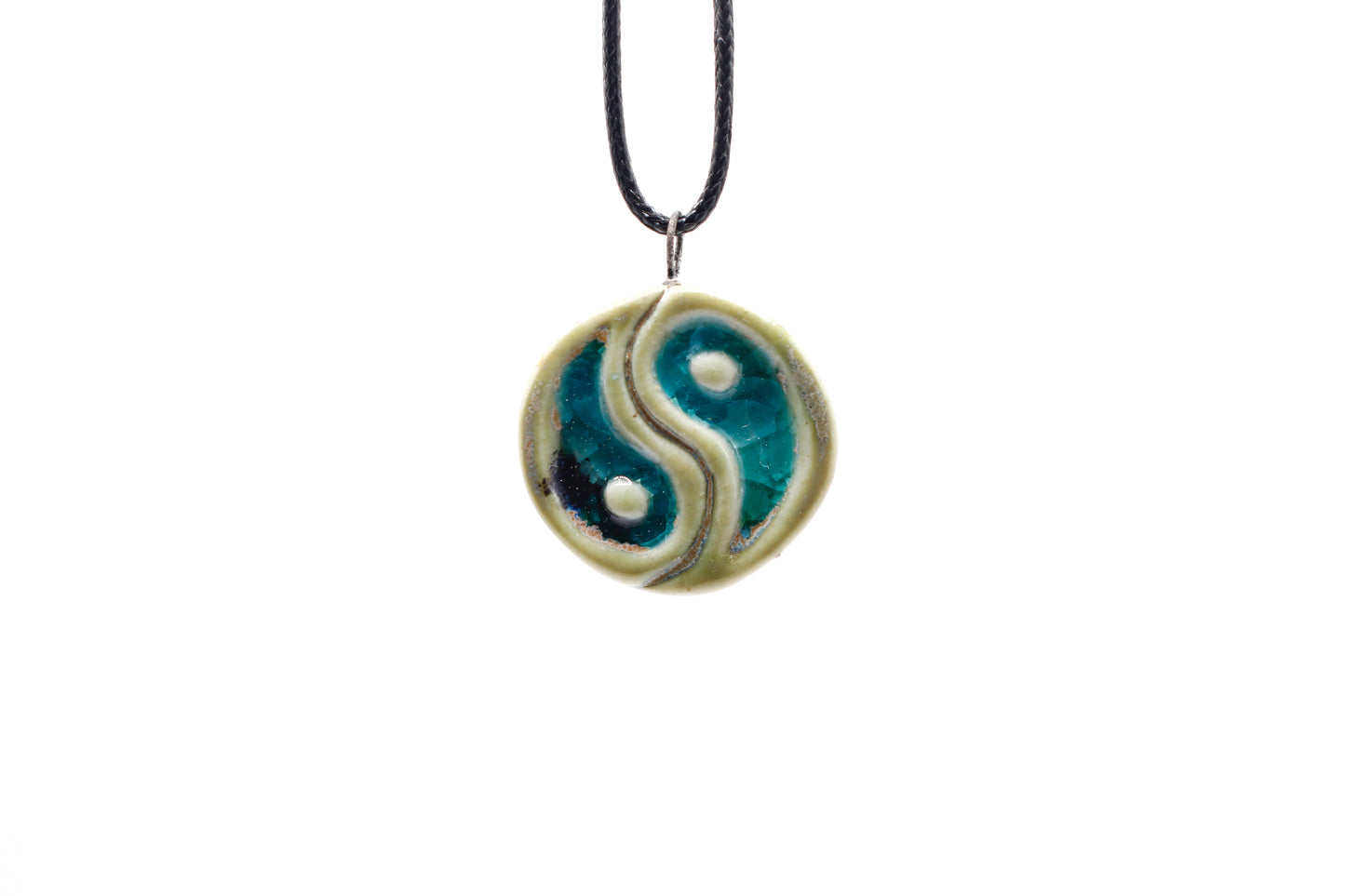 Ceramic Yin Yang Glass Infused Pendant