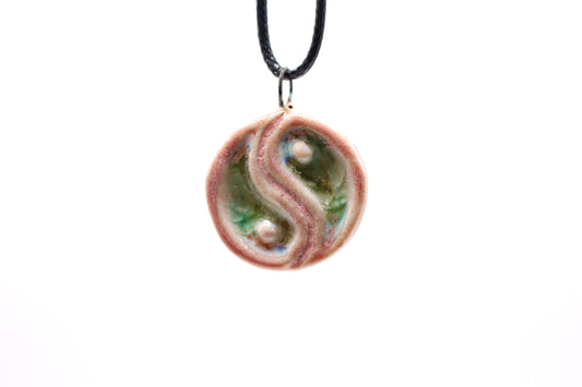 Ceramic Yin Yang Glass Infused Pendant