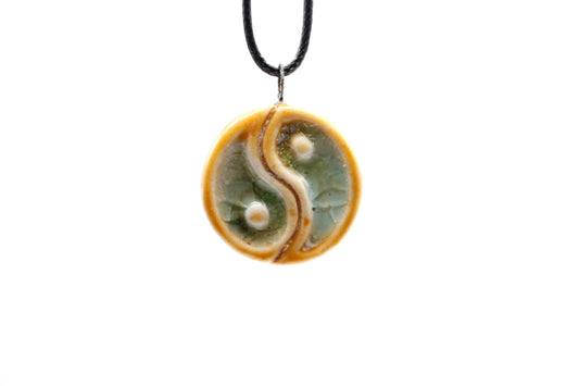 Ceramic Yin Yang Glass Infused Pendant