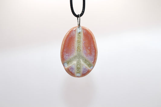 Ceramic Glass Infused Peace Sign Pendant