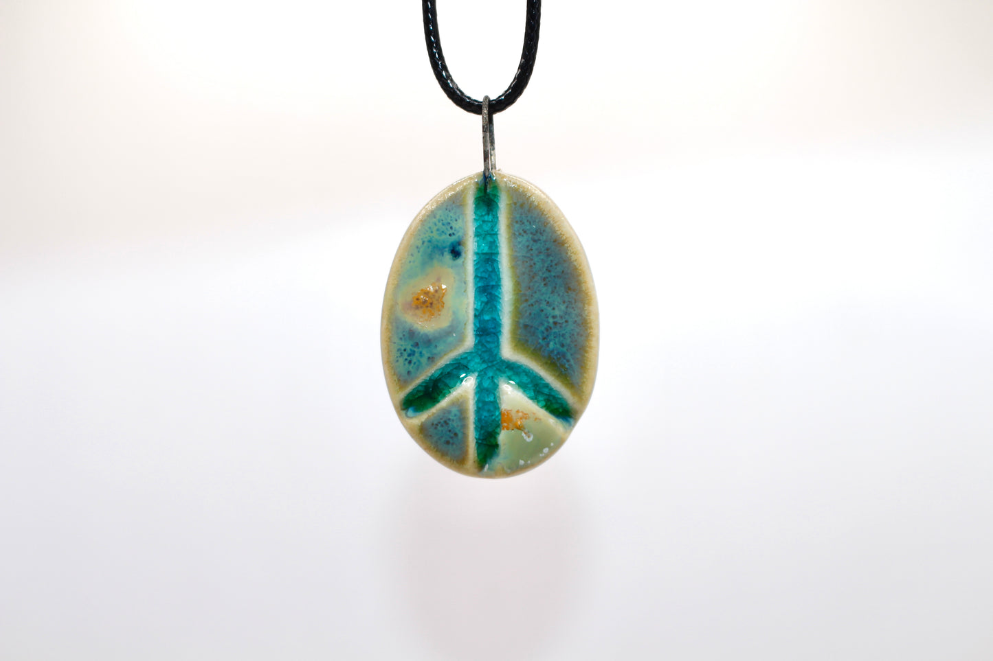 Ceramic Glass Infused Peace Sign Pendant