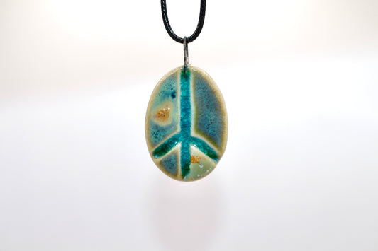 Ceramic Glass Infused Peace Sign Pendant