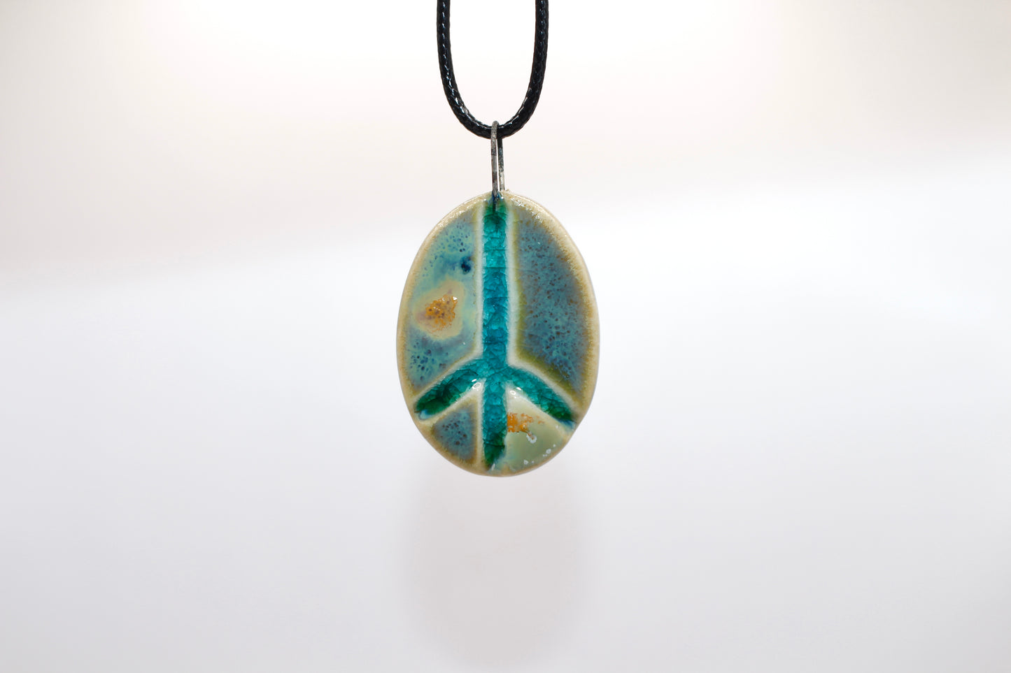 Ceramic Glass Infused Peace Sign Pendant